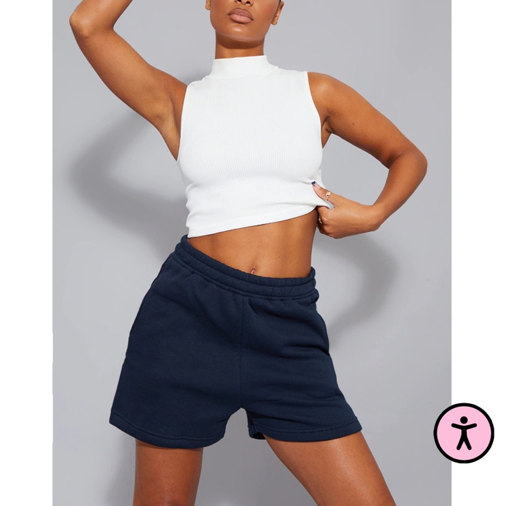NWT, Pretty Little Things, Navy Blue Pocket Sweat Runner Shorts SZ 12